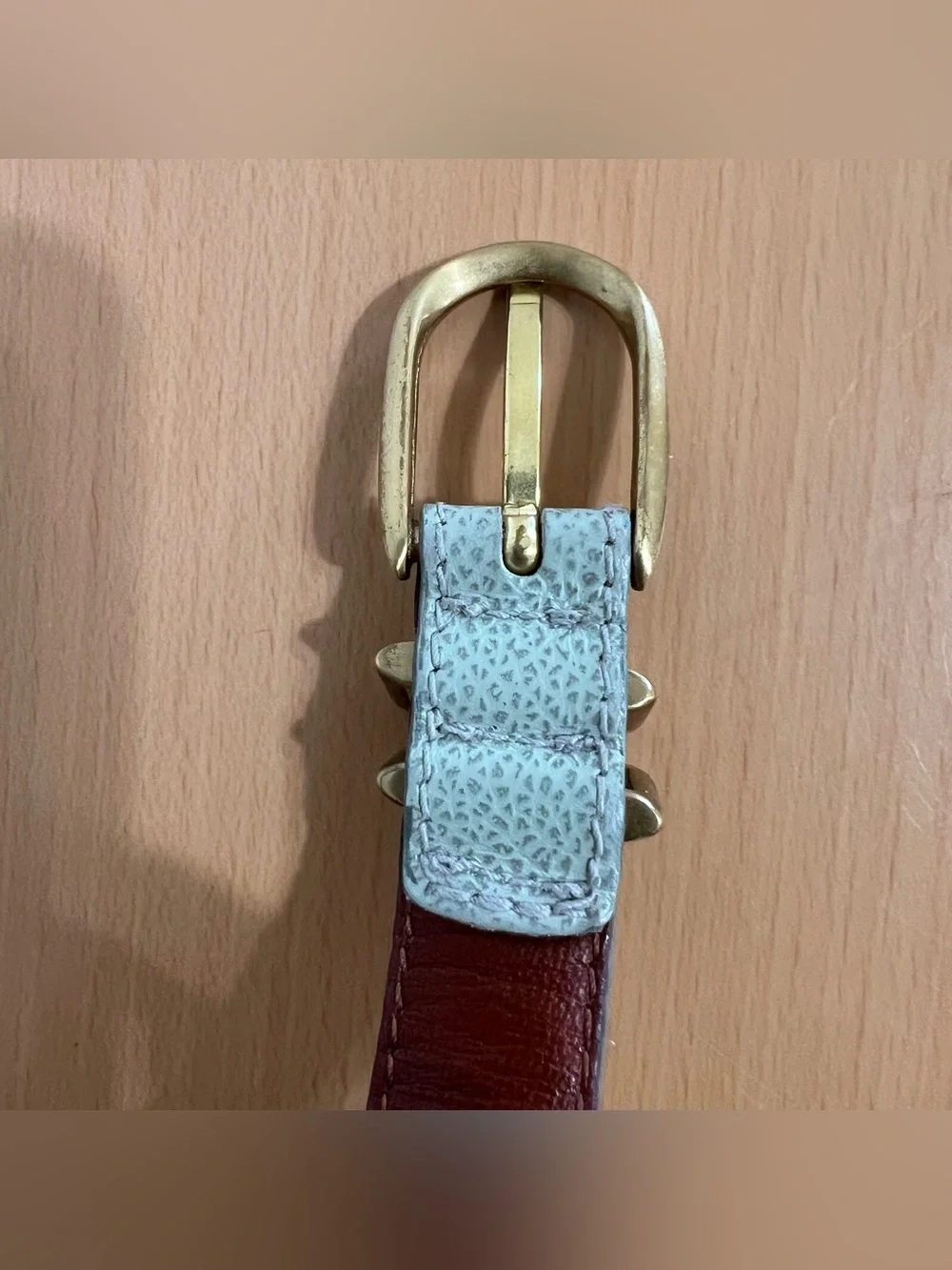 Coach Women’s Light Green Slim Leather Belt Solid Brass Buckle Italy Size Medium